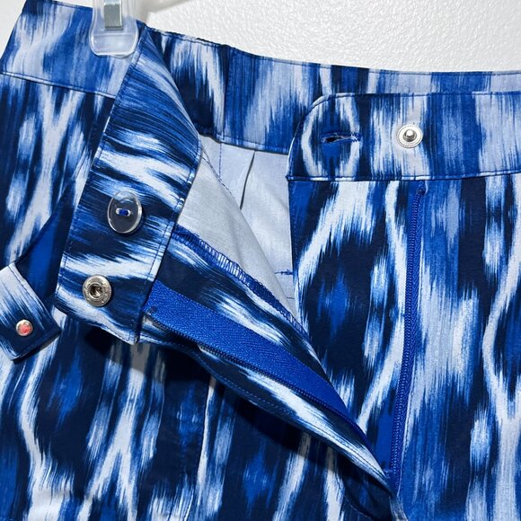 Chicos Zenergy Womens Cinch Leg Cropped Pants Sz 0 US S Blue Ikat Print Workout - Picture 5 of 9